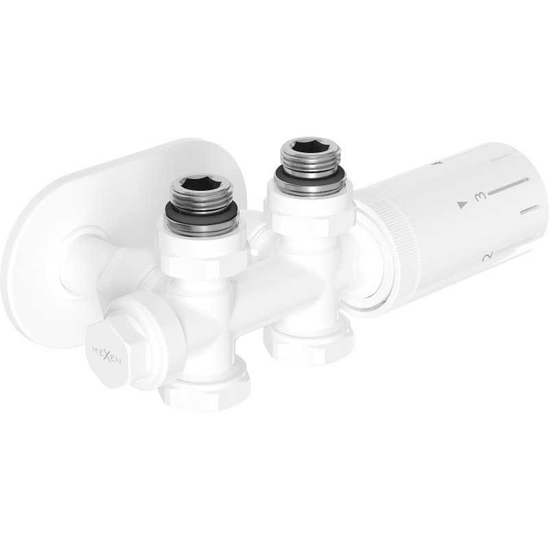Mexen G05 termostaatiline komplekt nurgaga/otse koos kattega R, Duplex, DN50, valge - W908-958-905-20