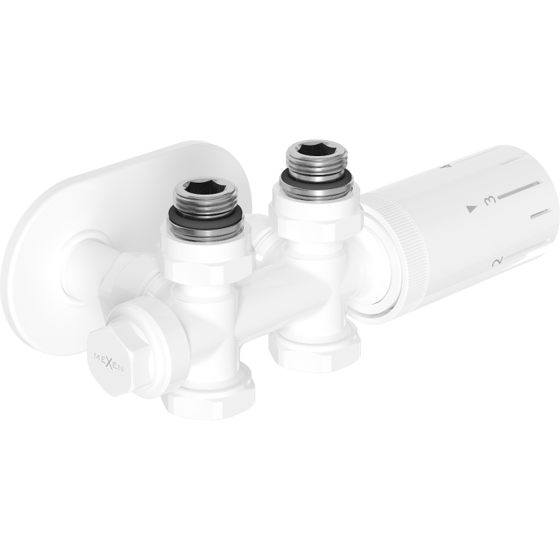 Mexen G05 thermostatisches Set, Eck-/Gerade-Version mit Abdeckung R, Duplex, DN50, Weiß - W908-958-905-20