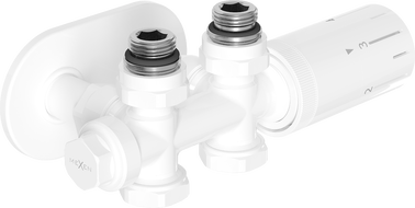 Mexen G05 kutni/pravokutni termostatski set s maskom R, Duplex, DN50, bijeli - W908-958-905-20