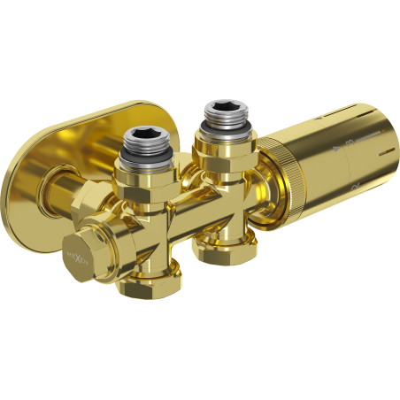 Mexen G05 termostaatikomplekt nurga-/sirge koos kattega R, Duplex, DN50, kuldne - W908-958-905-50