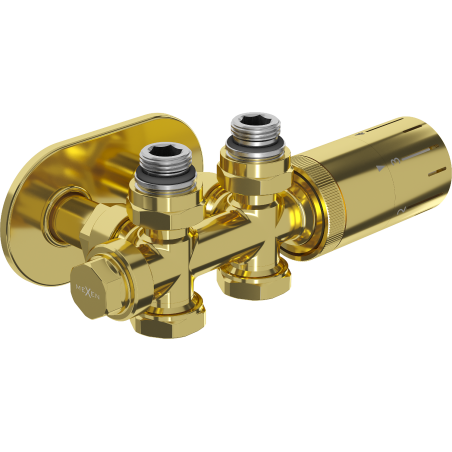 Mexen G05 thermostatic kit angled/straight with cover R, Duplex, DN50, gold - W908-958-905-50