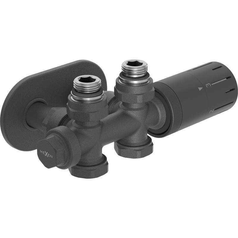 Mexen G05 termostaadikomplekt nurk/sirge koos kattega R, Duplex, DN50, antratsiit - W908-958-905-66