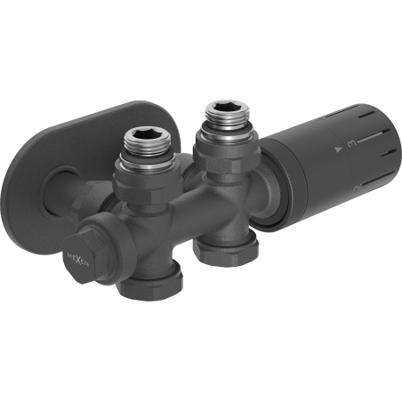 Mexen G05 termostaadikomplekt nurk/sirge koos kattega R, Duplex, DN50, antratsiit - W908-958-905-66