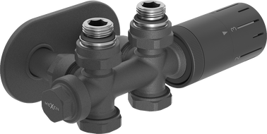 Mexen G05 thermostaatset hoekig/recht met afdekking R, Duplex, DN50, antraciet - W908-958-905-66