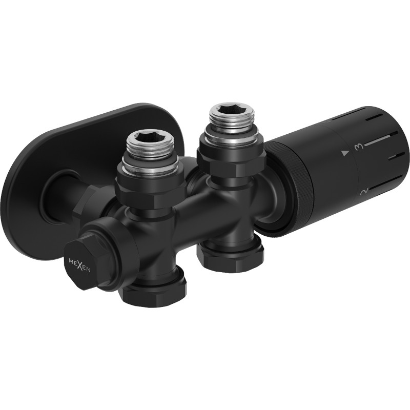 Mexen G05 termostaatiline komplekt nurga/otse koos kattega R, Duplex, DN50, must - W908-958-905-70