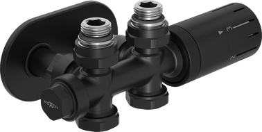 Mexen G05 conjunto termostático angular/recto con embellecedor R, Duplex, DN50, negro - W908-958-905-70