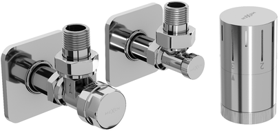Mexen G05 Winkliges Thermostat-Set mit Abdeckung S, Chrom - W901-958-909-01