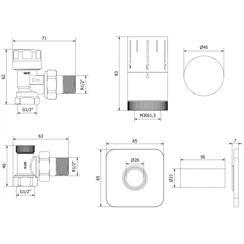 Mexen G05 angled thermostatic set with S cover, black - W901-958-909-70