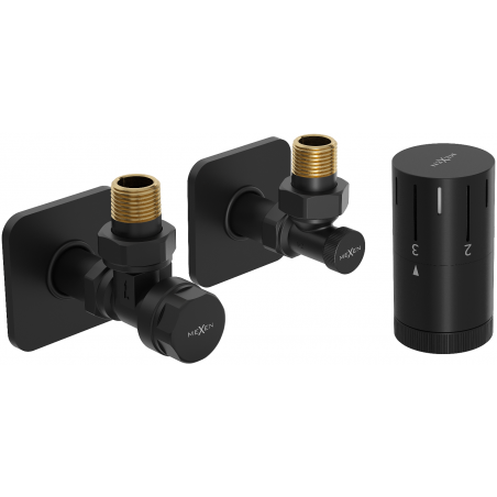 Mexen G05 kutni termostatski set s maskom S, crni - W901-958-909-70