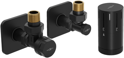 Mexen G05 conjunto termostático angular com máscara S, preto - W901-958-909-70
