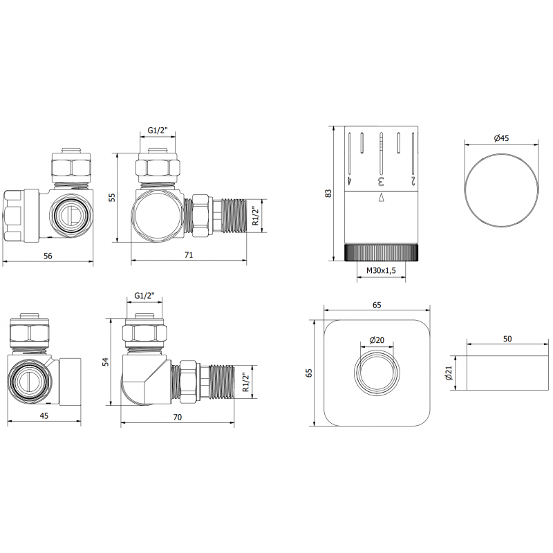 Mexen G05 ensemble thermostatique axial avec cache S, doré - W903-958-909-50