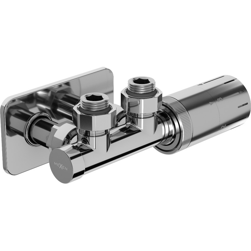 Mexen G05 kutni termostatski set s maskom S, Duplex, DN50, krom - W907-958-910-01