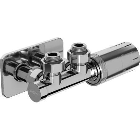 Mexen G05 hoek thermostatisch set met S-afdekking, Duplex, DN50, chroom - W907-958-910-01