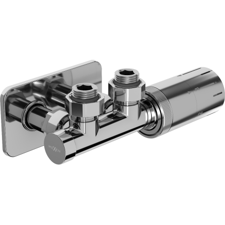 Mexen G05 Thermostat-Set, Eckform, mit Abdeckung S, Duplex, DN50, Chrom - W907-958-910-01
