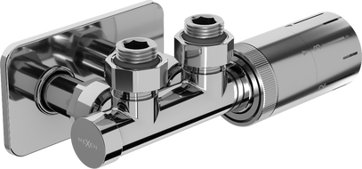 Mexen G05 Thermostat-Set, Eckform, mit Abdeckung S, Duplex, DN50, Chrom - W907-958-910-01