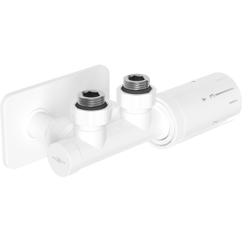 Mexen G05 kotni termostatski set z masko S, Duplex, DN50, bel - W907-958-910-20