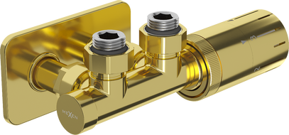 Mexen G05 termostaatiline komplekt S-maskiga, nurgakujuline, Duplex, DN50, kuldne - W907-958-910-50