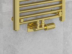 Mexen G05 conjunto termostático angular com cobertura S, Duplex, DN50, dourado - W907-958-910-50