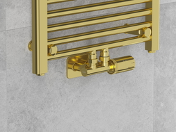 Mexen G05 termostaatiline komplekt S-maskiga, nurgakujuline, Duplex, DN50, kuldne - W907-958-910-50