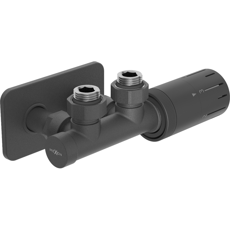 Mexen G05 conjunto termostático angular con cubierta S, Duplex, DN50, antracita - W907-958-910-66
