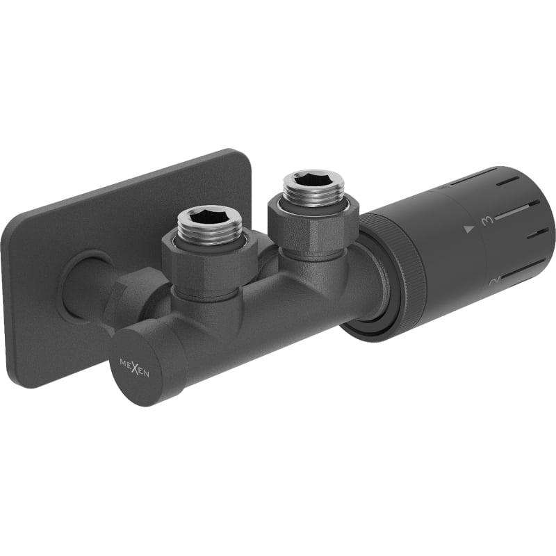 Mexen G05 zestaw termostatyczny kątowy z maskownicą S, Duplex, DN50, antracyt - W907-958-910-66