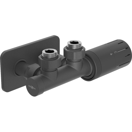 Mexen G05 Thermostat-Set, Winkel mit Abdeckung S, Duplex, DN50, Anthrazit - W907-958-910-66