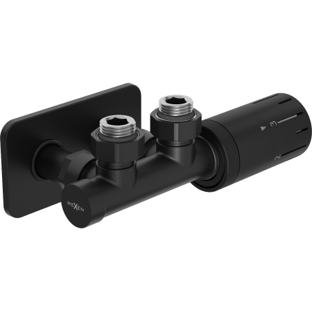Mexen G05 conjunto termostático angular com cobertura S, Duplex, DN50, preto - W907-958-910-70