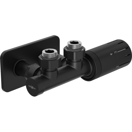 Mexen G05 kutni termostatski set s maskirnom S, Duplex, DN50, crni - W907-958-910-70