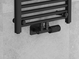 Mexen G05 termostaatiline nurgakomplekt koos S-kattega, Duplex, DN50, must - W907-958-910-70