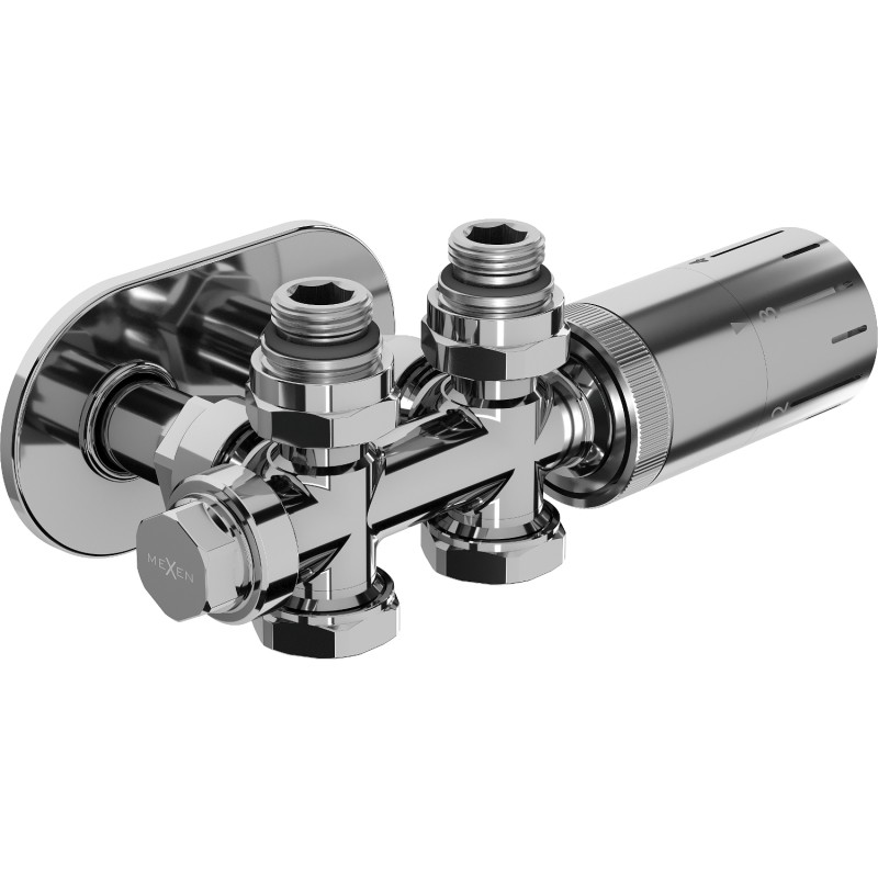 Mexen G05 nurga/otse termostaatiline komplekt S katteliistuga, Duplex, DN50, kroom - W908-958-910-01