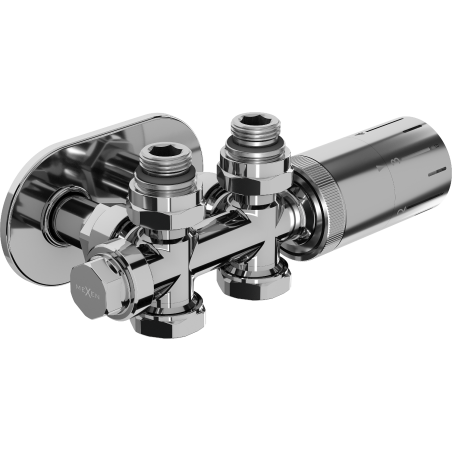 Mexen G05 termostata uzstādīšanas komplekts leņķa/taisnā ar segumu S, Duplex, DN50, hroms - W908-958-910-01
