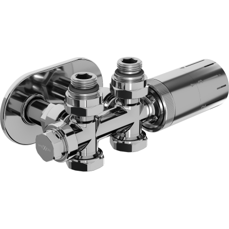 Mexen G05 Thermostat-Set Winklig/Gerade mit Abdeckung S, Duplex, DN50, Chrom - W908-958-910-01