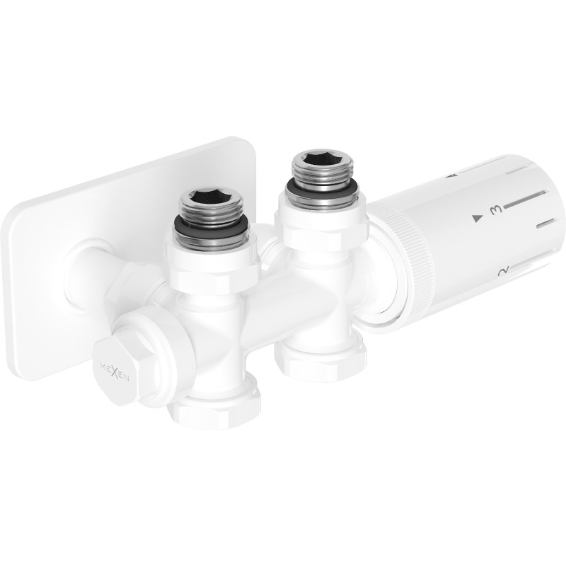 Mexen G05 termostaatiline nurga/otsemaskiga komplekt S, Duplex, DN50, valge - W908-958-910-20