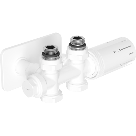 Mexen G05 thermostatische set hoekig/recht met afdekrozet S, Duplex, DN50, wit - W908-958-910-20