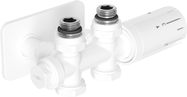 Mexen G05 thermostatisches Set, abgewinkelt/gerade mit Abdeckung S, Duplex, DN50, weiß - W908-958-910-20