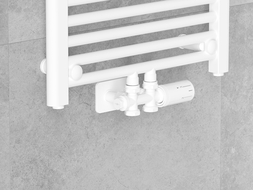 Mexen G05 thermostatisches Set, abgewinkelt/gerade mit Abdeckung S, Duplex, DN50, weiß - W908-958-910-20