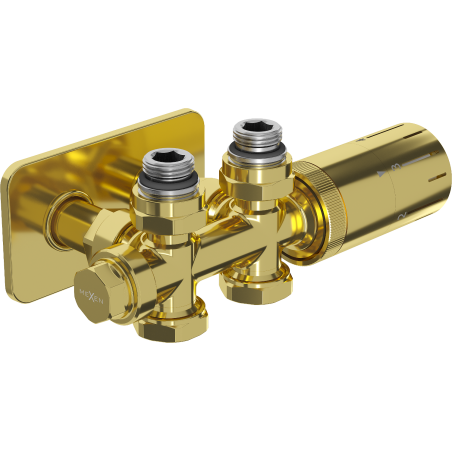 Mexen G05 termostaatiline komplekt nurgaga/sirge kattega S, Duplex, DN50, kuldne - W908-958-910-50