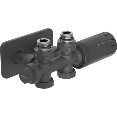 Mexen G05 termostaatiline komplekt nurgeline/sirge koos kattega S, Duplex, DN50, antratsiit - W908-958-910-66