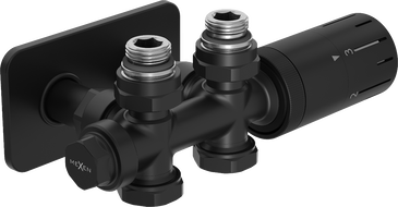 Mexen G05 Thermostat-Set Winklig/Gerad mit Abdeckung S, Duplex, DN50, schwarz - W908-958-910-70