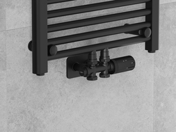 Mexen G05 Thermostat-Set Winklig/Gerad mit Abdeckung S, Duplex, DN50, schwarz - W908-958-910-70