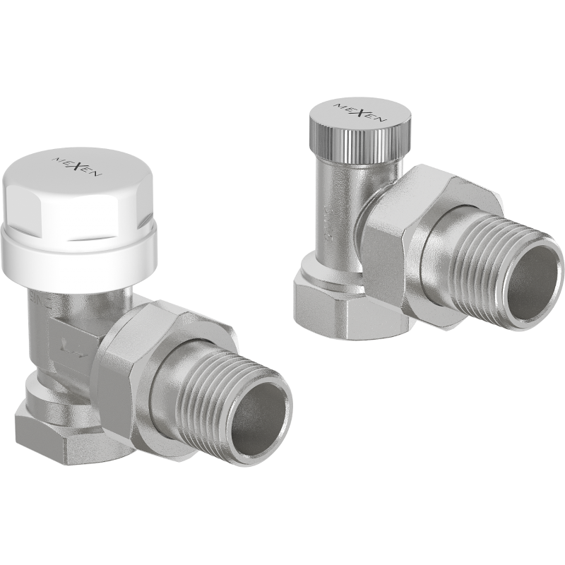 Mexen Uni-Term angled radiator valves, nickel - W913-012-01