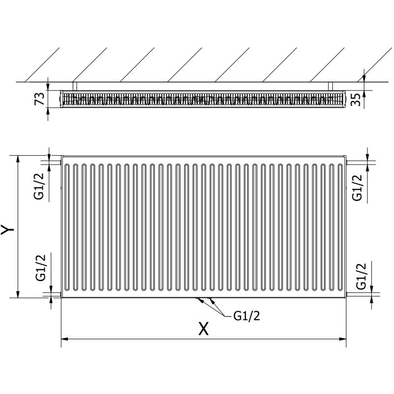 Mexen CC21 plaatradiaator 600 x 700 mm, alumine keskühendus, 897 W, must - W6C21-060-070-70