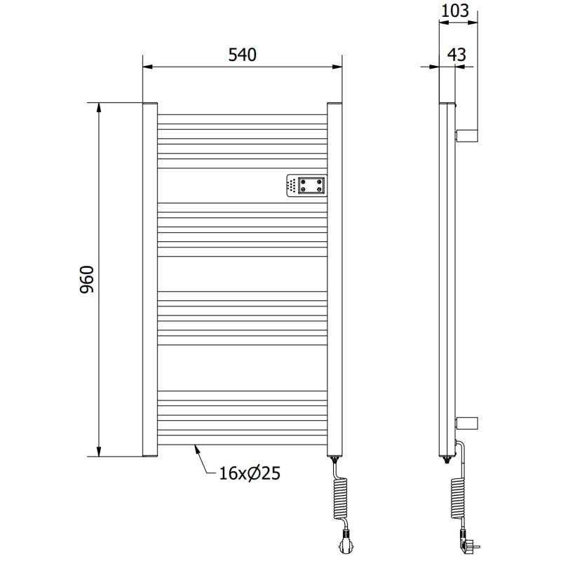 Mexen Aran grzejnik elektryczny 960 x 500 mm, 500 W, czarny - W306-0960-540-00-70