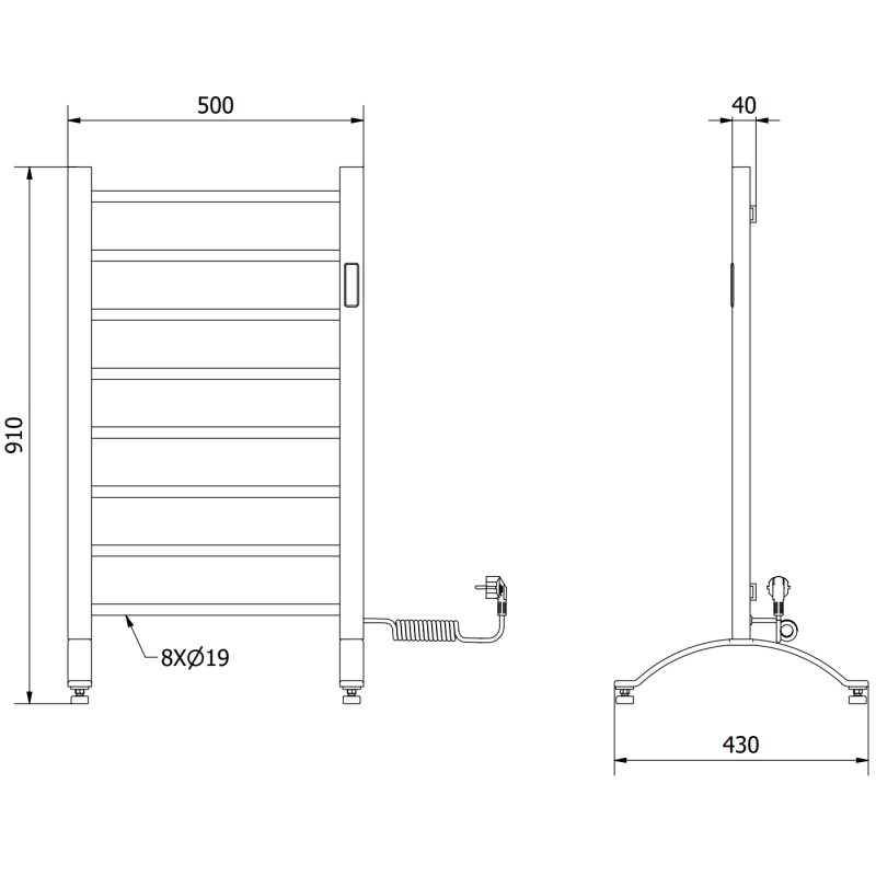 Mexen Oso radiador eléctrico 2 en 1 independiente 910 x 500 mm, 200 W, blanco - W304-0910-500-00-20