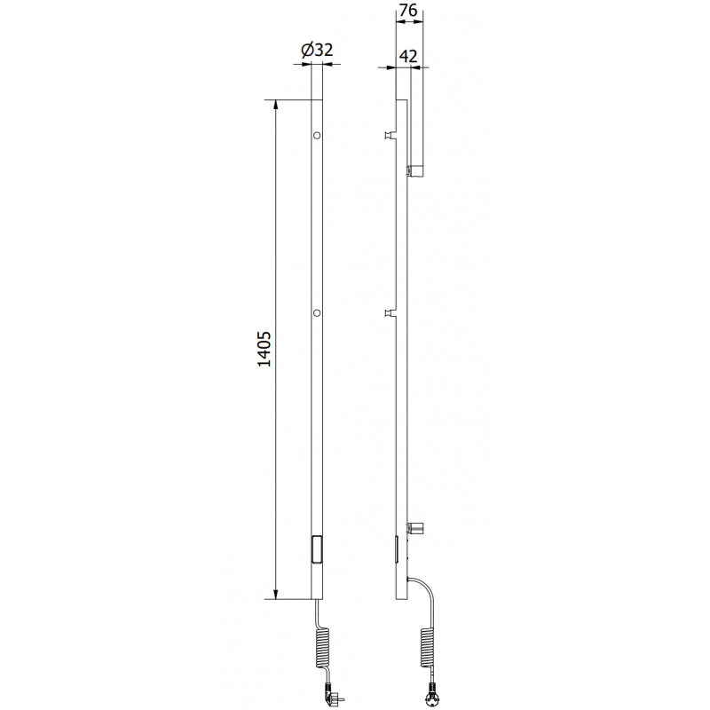 Mexen Pino elektriskais radiators ar dvieļu turētājiem 1405 x 32 mm, 75 W, balts - W301-1405-032-00-20