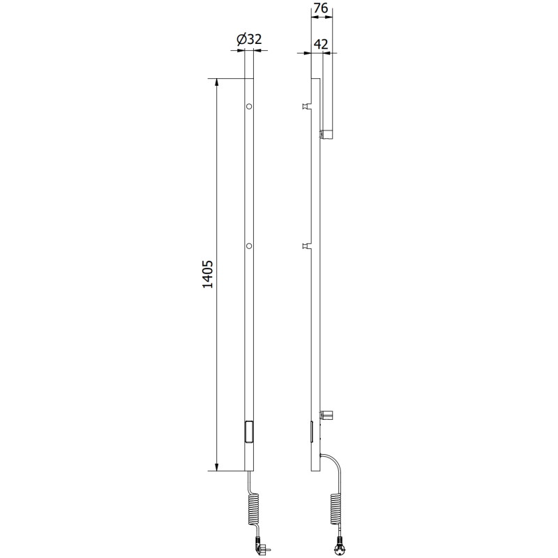 Mexen Pino radiador eléctrico con colgadores para toallas 1405 x 32 mm, 75 W, blanco - W301-1405-032-00-20
