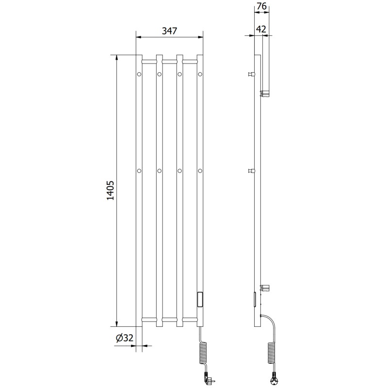 Mexen Pino radiador eléctrico con toalleros 1405 x 347 mm, 250 W, blanco - W301-1405-347-00-20