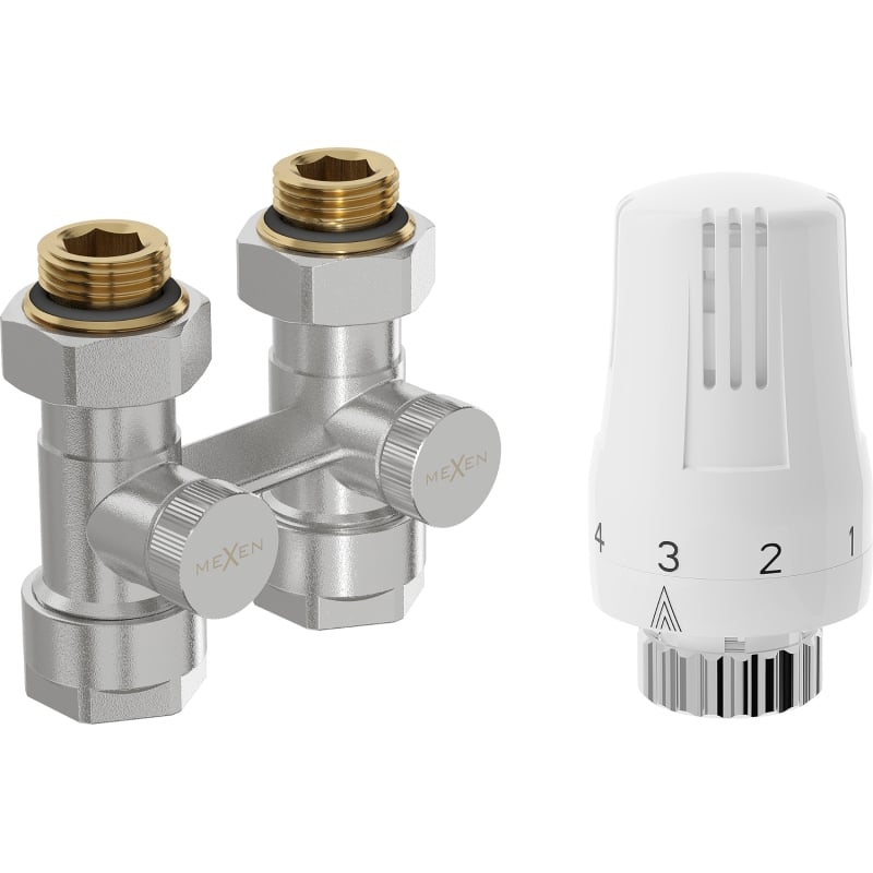 Mexen G01 termostatski set s dvije cijevi DN50, pravokutni 1/2"x16 mm, nikal - W912-016-918-01