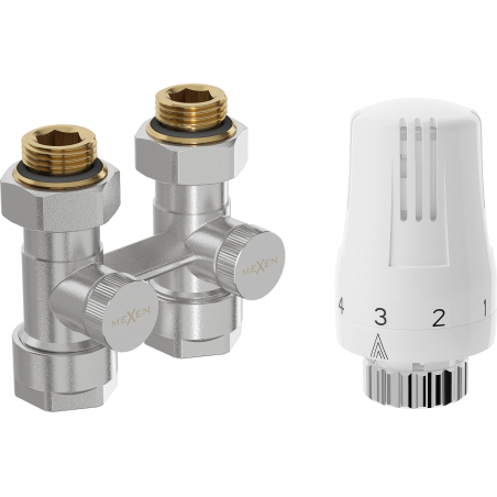 Mexen G01 zestaw termostatyczny dwururowy DN50, prosty 1/2"x16 mm, nikiel - W912-016-918-01
