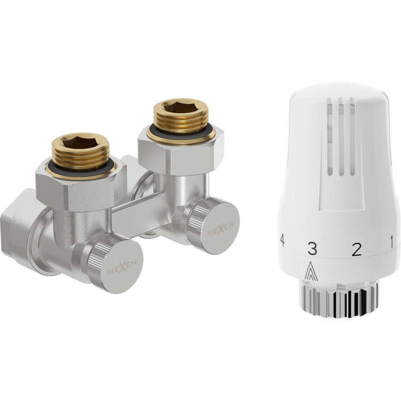 Mexen G01 kahe toruga termostaatiline komplekt DN50, nurkne 1/2"x16 mm, nikkel - W911-016-918-01
